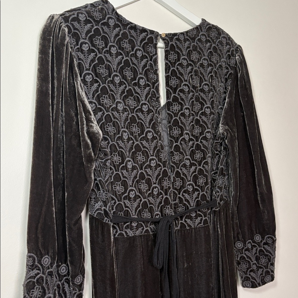 NEW Johnny Was Parina Long Velvet Dress Embroidered Purple Grey Small - Picture 9 of 10